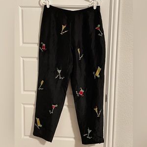 Vintage Allison Taylor Silk Pants Cocktail Embroidery Size 10